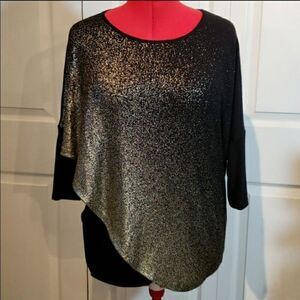 GNW Metallic Gold & Black Layered Top